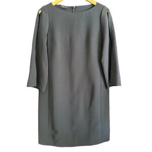 LAFAYETTE 148 | Navy Blue Crepe Sheath Split Sleeve Dress | Size 10